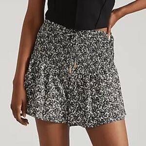 Bishop + Young M Mini Shorts Smocked Waist Black Floral